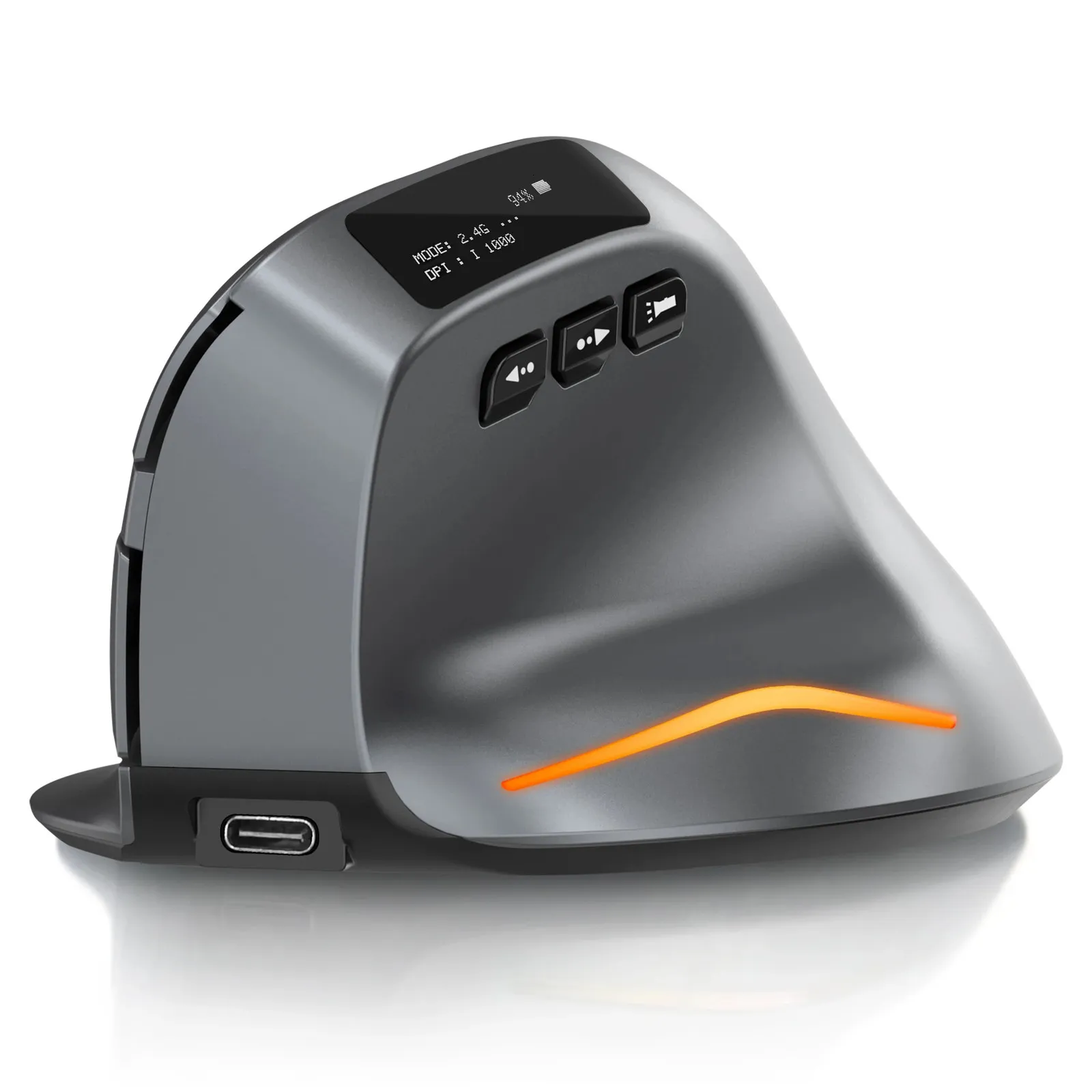 LEFON BLUETOOTH Pionowe mysie mysie ergonomiczne myszy z OLED ekranem RGB USB Optyczne ładowce dla gier laptopów na PC 240314