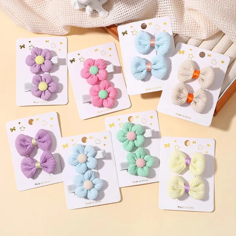 Haaraccessoires 8 Stuks Mooie Haarspelden Voor Meisjes Kinderen Zachte Bloem Strik Clip Kids Leuke Stof Haarspeldjes Snap Ornamenten