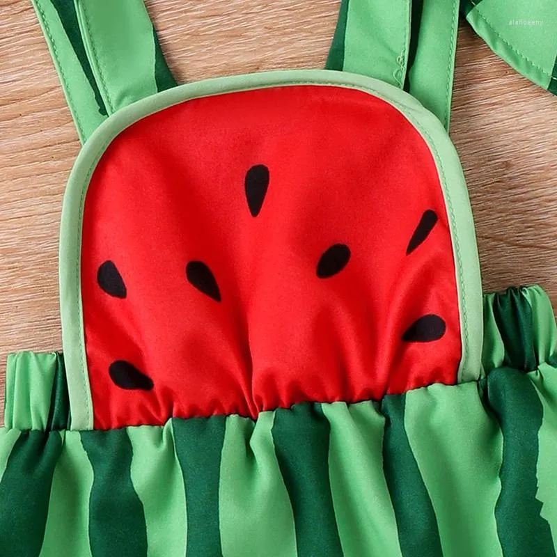 Kleidungssets Kleinkind Baby Mädchen 2-teilige Sommer-Outfits ärmelloser Strampler Wassermelonen-Druck Hut Säuglingskleidungsset