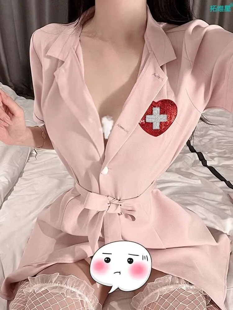 Sexy infirmière uniforme role jeu dentelle pure désir sans lit exposé des vêtements pour femmes sous-vêtements