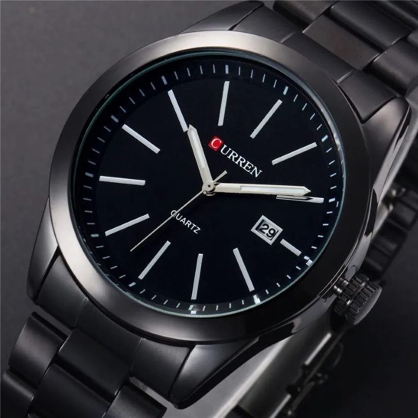 CWP Curren Fashion Men Watches Full Steel Wristwatch Classic Business Man Clock Casual Military Quartz Calender Watch Reloj294U