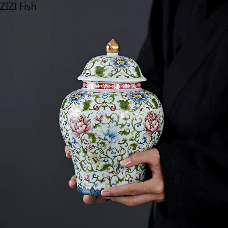 Słoiki Enidał Kolor Generalny Słoik Ceramiczny Candy Jar Tea Caddy CODDY PRZEKAZANIA KLASYCZNE KLASYCZNE Porcelany Słoiki