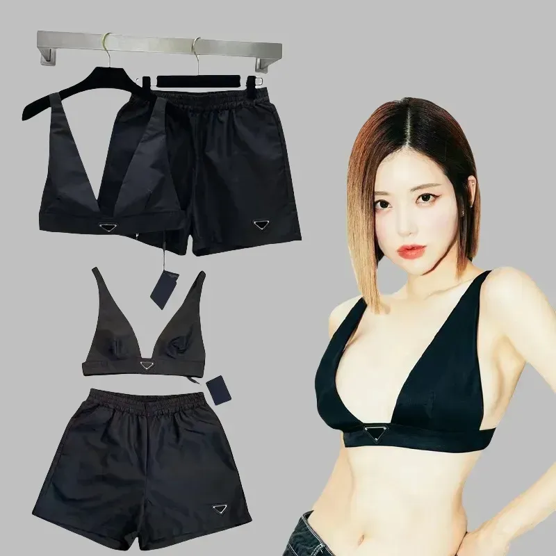 Sexy 2024 Luxury Women's Tracksuits Fashion Designer Triangle Bra Short Pants Set Chest Size Bathing Suits