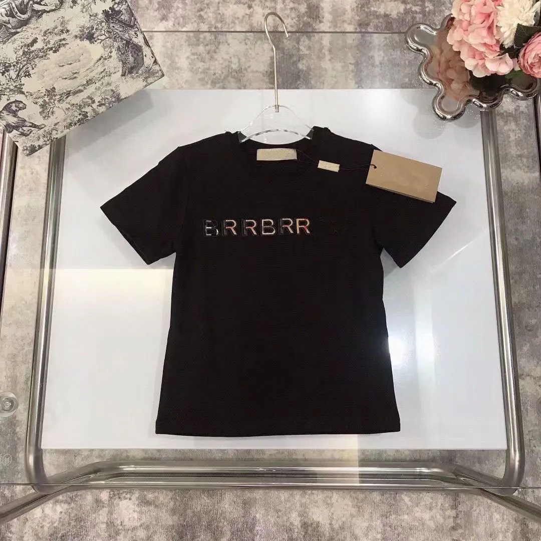 어린이 Tshirt 흰색 짧은 소매 유아 티 키드 디자이너 티셔츠 소년 소녀 둥근 목 순수면 클래식 인쇄 티셔츠 고품질의 어린이 옷