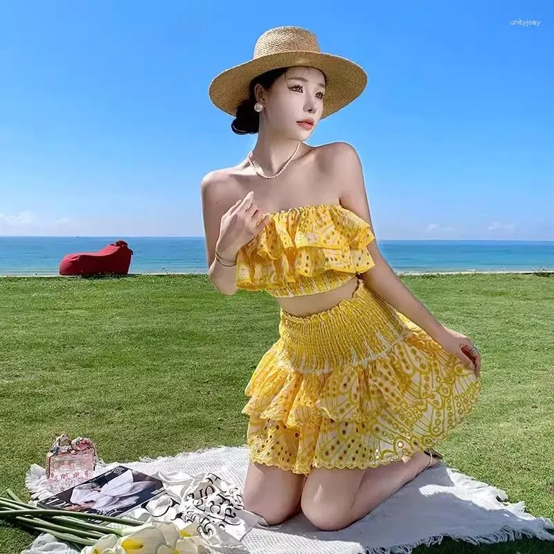 Sexy Two Piece Dress Set - Womens One Shoulder Top & Ruffle