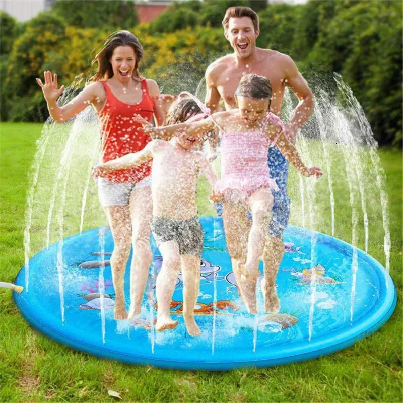 Summer Childrens Outdoor Play Water Games Beach Mat Lawn uppblåsbar sprinkler Kusning Toys Cushion Gift Fun For Kids Baby 240321
