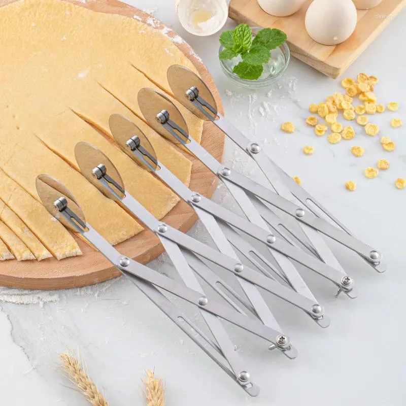 Baking Tools 3/5/7 Rounds Multi-functional Stainless Steel Deep-fried Dough Sticks Cutting Retractable Multi Wheel Cutter Kitchen Tool