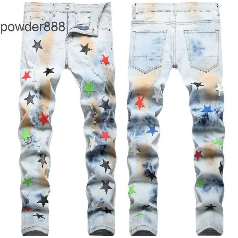 2024 nova perna reta para homens designer hip hop moda calças jeans de alta qualidade roxo motocicleta legal denim pant rhhs