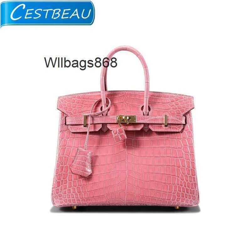 Sac à main femme BK L fille sac en cuir de Crocodile rose Crocodile pur cousu à la main 25bk sac en cuir véritable pour femme