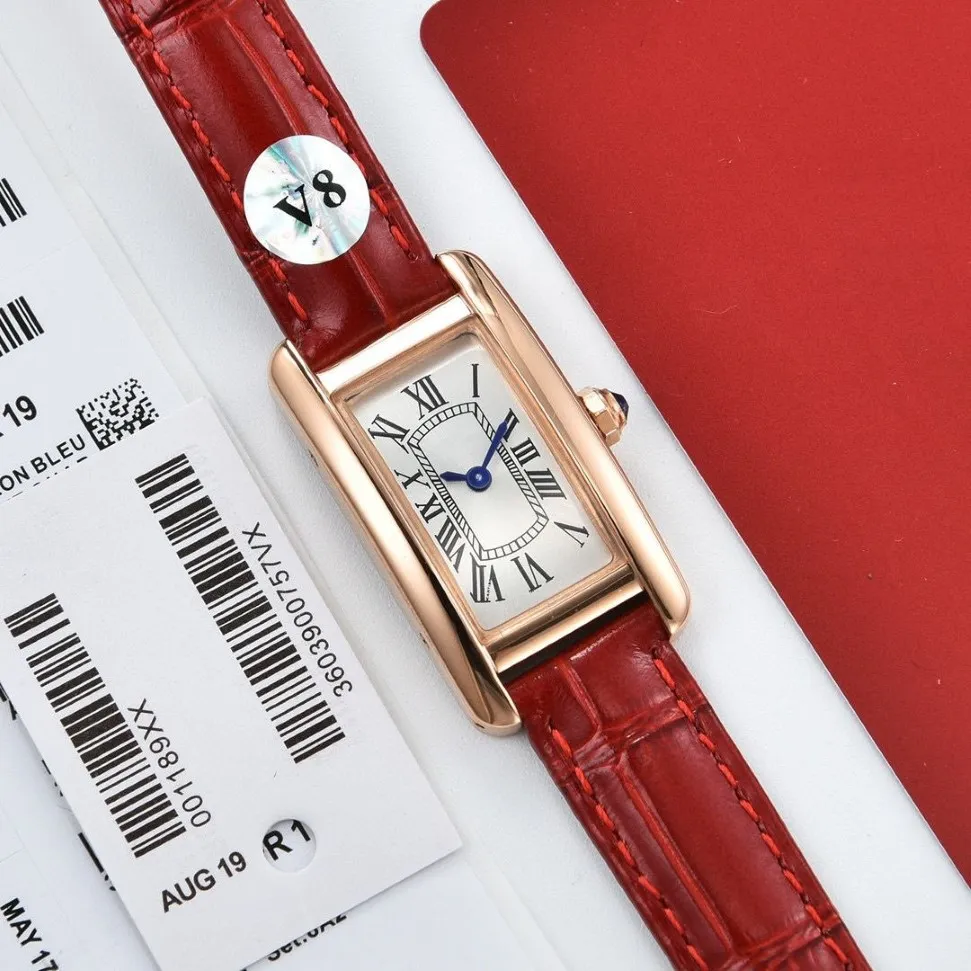 New Lady Watch Woman Rose Gold Case White Dial Watch Quartz Movement Dress Watches Leather Strap 08-3322i