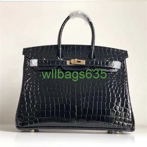 BK Crocodile Sacs Trust Luxury Handbag Womens Border Border European and American High Gloss Crocodile Match Platinum Sac 30cm 35cm Head l A LOGO HBWO