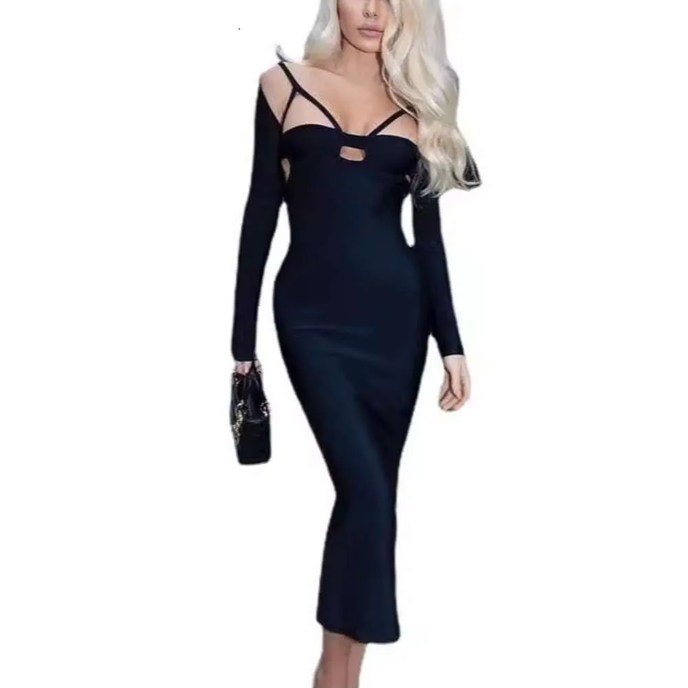 Women's Sexy Suspender Long Sleeved Bandage Guangzhou Women's Fashion Band Dress 582594