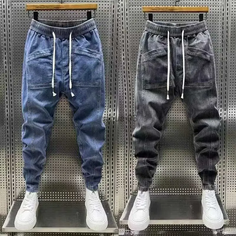 Jeans da uomo Moda 2024 Primavera e autunno Allentato Uomo con coulisse Polar Big Boys Jeans Denim Jeans Casual Elastico in vita Yk2 Street Wear PantaloniL2403