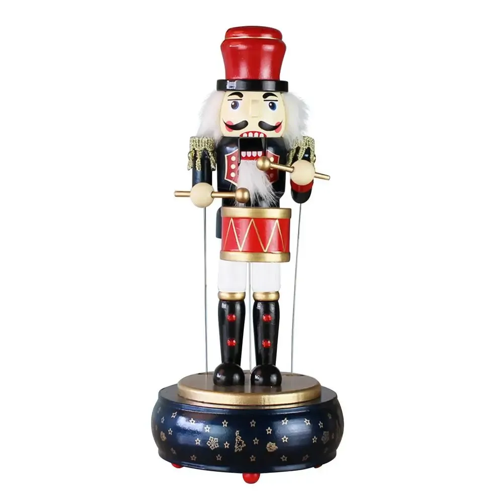 Pudełka Wood Christmas Music Box Nutcracker Dekoracja Dekoracja Bożego Narodzenia urodziny Pinewood Nutcracker Drummer Music Box