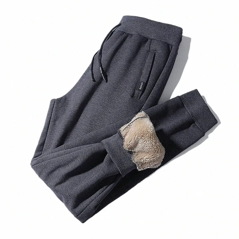 Hommes pantalons d'hiver pantalons d'hiver hommes Cmere Super chaud décontracté pantalons thermiques Plus Veet épaissir lâche taille élastique pantalon E5d9 #