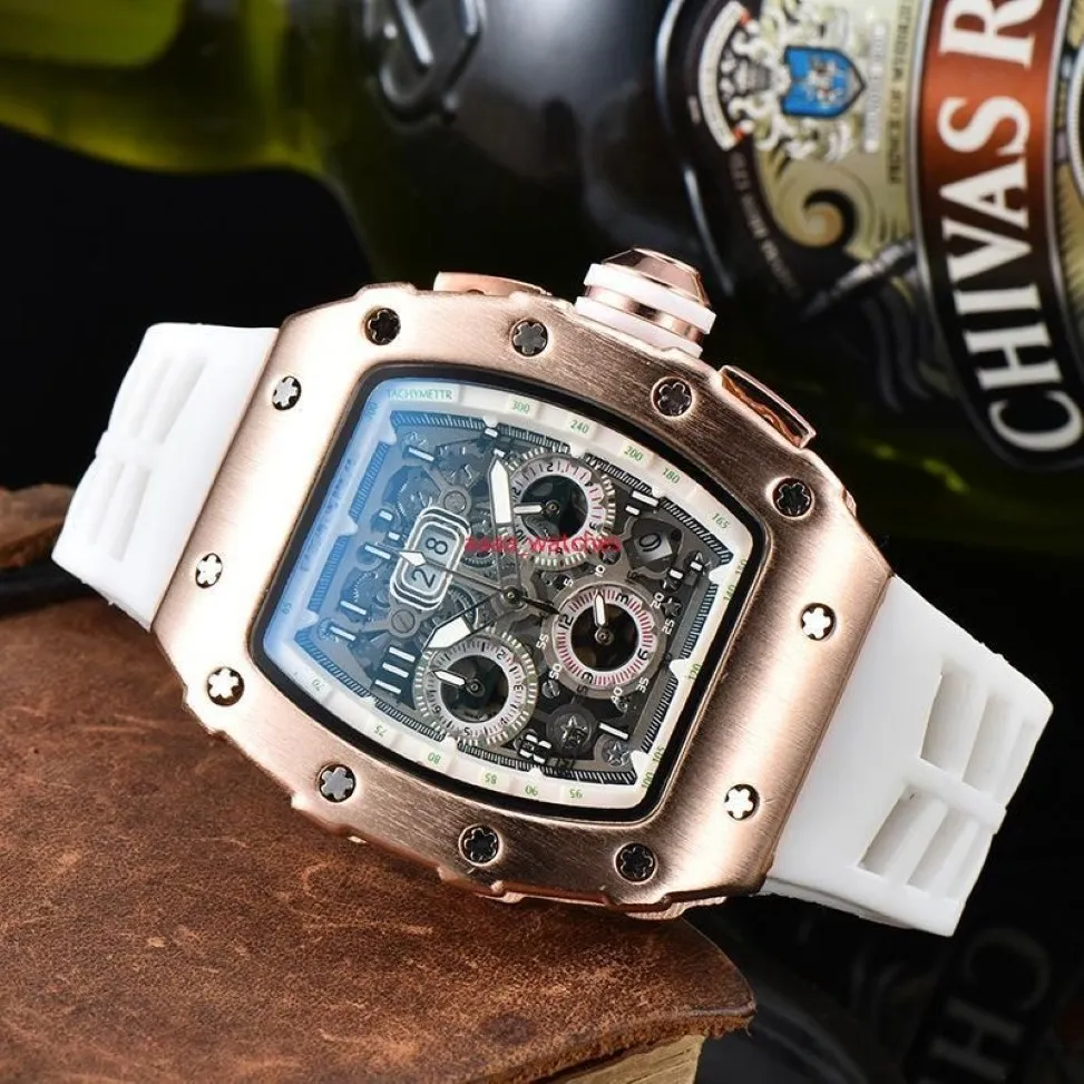 20223A Montre de luxe Six mains Quartz Chronographe Pleine fonction Courir Deuxième marque pour hommes Tonneau Horloge Cool Montre-bracelet Reloj 245W