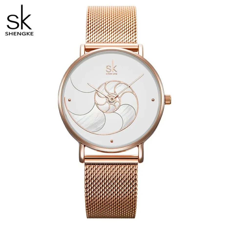 Shengke Women Fashion Quartz Watch Lady Mesh Watchband Högkvalitativt Casual Waterproof Wristwatch -gåva till hustru 20192809