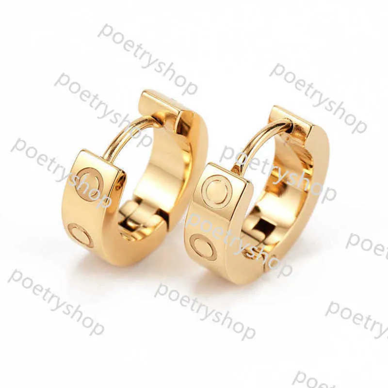 Stud Titanium steel stud earring for woman exquisite simple fashion C diamond ring lady earrings jewelry gift2024