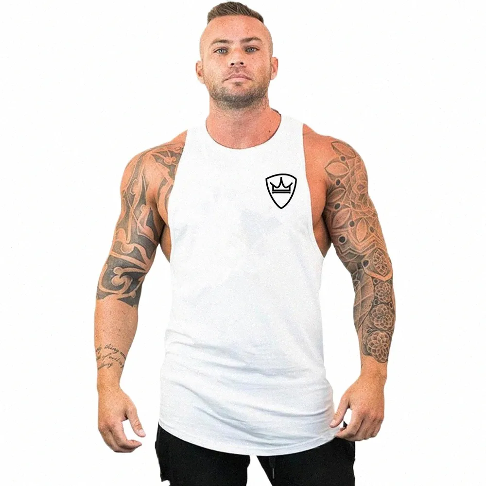 Merk gym kleding cott casual t-shirt bodybuilding stringer tank top mannen fitn shirt spier jongens sleevel vest Tanktop q3TO #