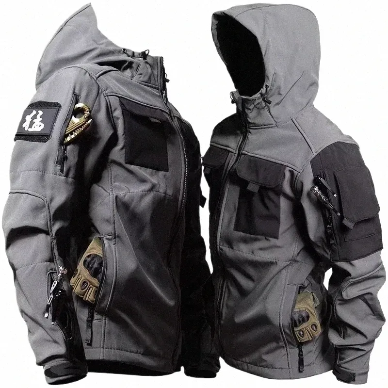 Shark Skin Tactische Jassen Mannen Militaire Soft Shell Waterdicht Winddicht Capuchon Outdoor Functionele Uniformen Multi-zakken 710z #