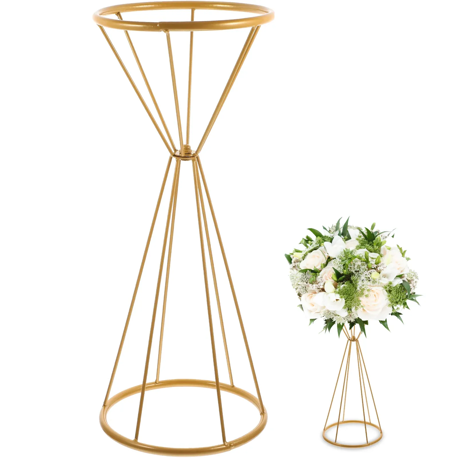 Vases Vase à fleurs en métal support de mariage socles Vases géométrique Floral décoratif support transparent colonne mariages Arrangement creux
