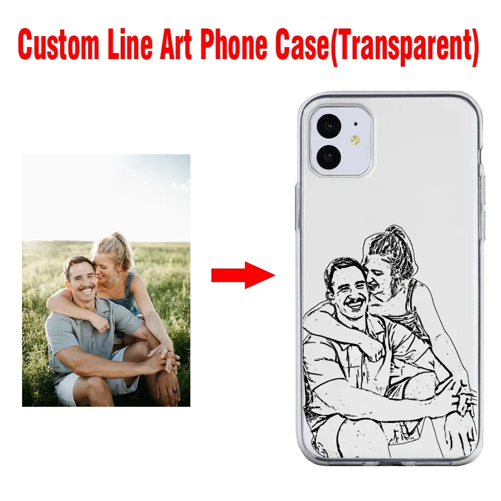 Coque de téléphone personnalisée avec dessin au trait creux, étui Transparent pour Iphone 15 14 Pro Max 13 12 Mini 11pro Se2020 7 8plus X XS XR Xsmax