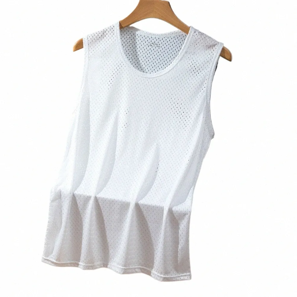 Sous-vêtements Gilet Gris Glace Soie Débardeurs Spandex Transparent Sous-Vêtements Blanc Lutte 95% Polyester + 5% U5MQ #
