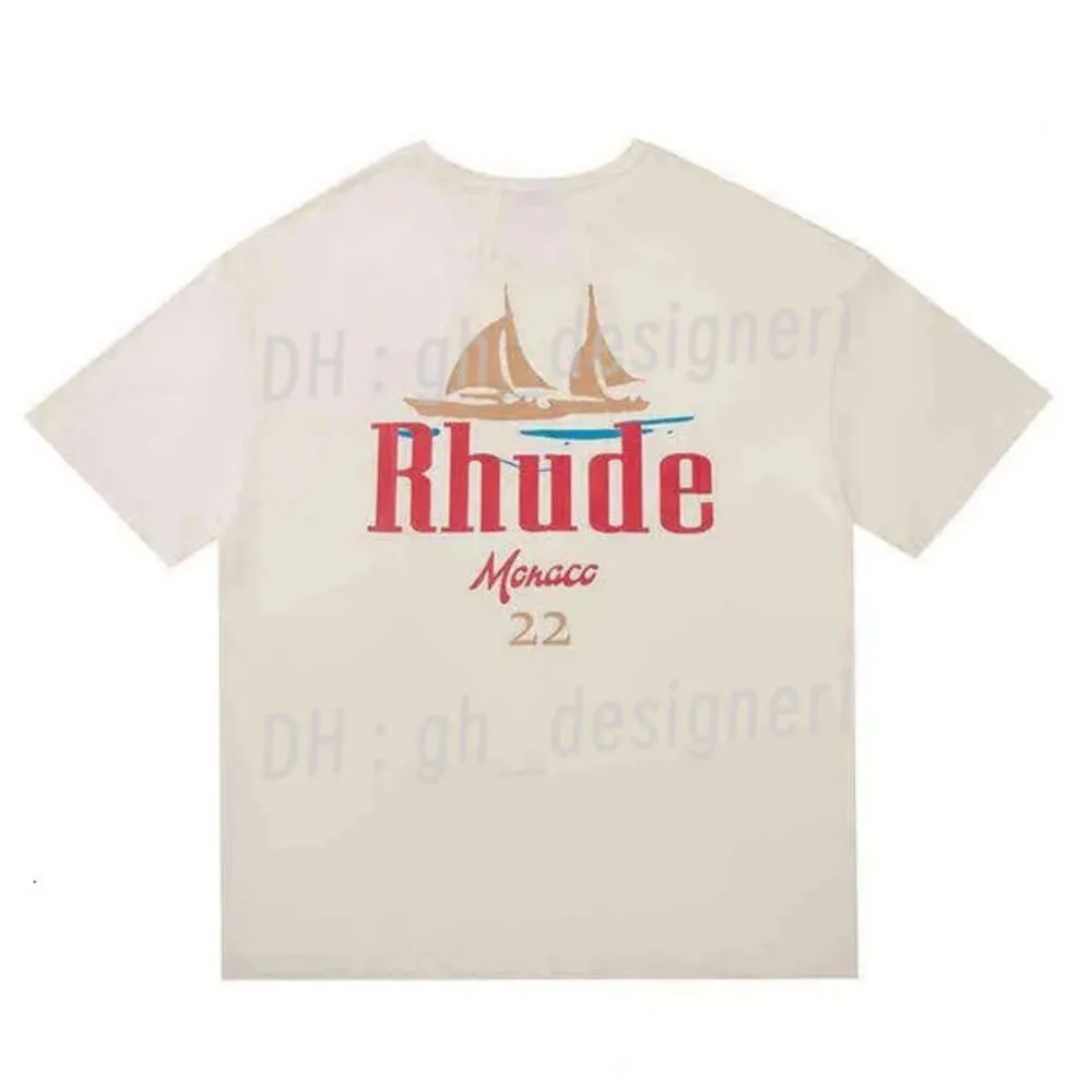 Maglietta unisex Rhude Uomo Donna T-shirt estive Collezione Rhude Maglietta Camicie in puro cotone Oversize Tessuto pesante Abito da coppia Maglietta di alta qualità 57