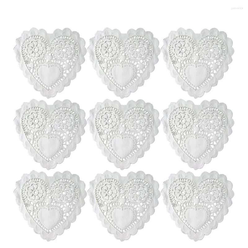 Oreiller 100 pièces tapis de cuisson de gâteau napperons en papier en forme de fleur Table de coeur d'amour floral blanc