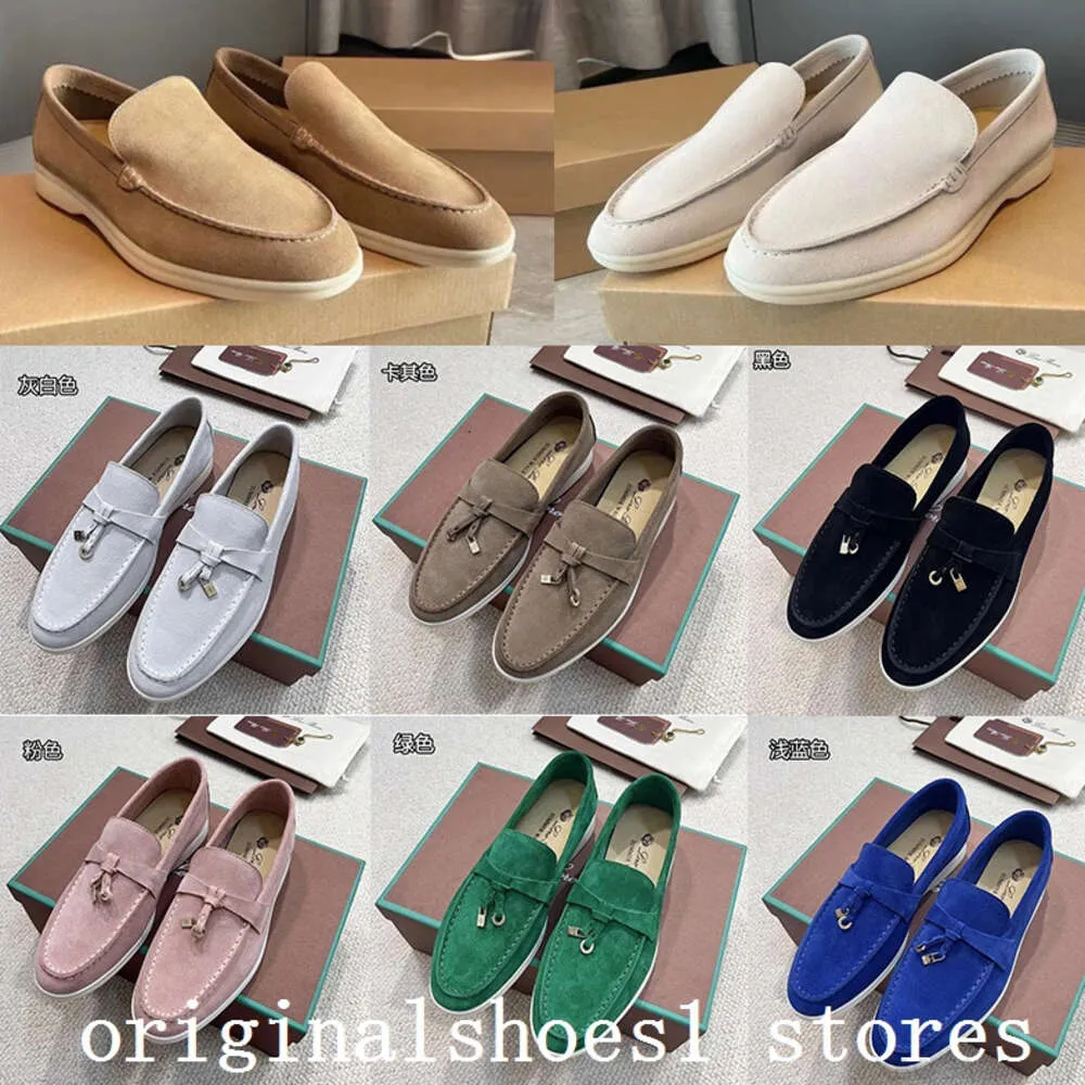 38A Summer Walk Loafers Loro Piano Mens Woman Shoes Dress Shoes Flat Low Top Suede Leather Moccasins Comfort Loafer Sneakers Skicka skor och dammväska