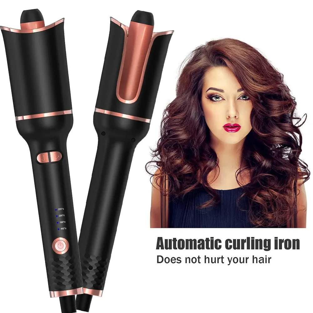 Irons Electric Hair Curler Automatisk hår Curler Tourmaline Ceramic Heater Curler med LED Digital Hair Curler Portable Curling Iron