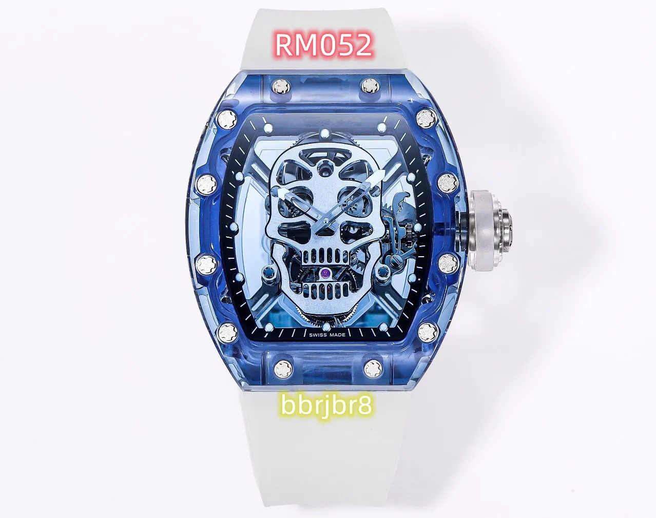 Orologi in tourbillon svizzero di lusso con cassa di zaffiro e cinturino in gomma naturale