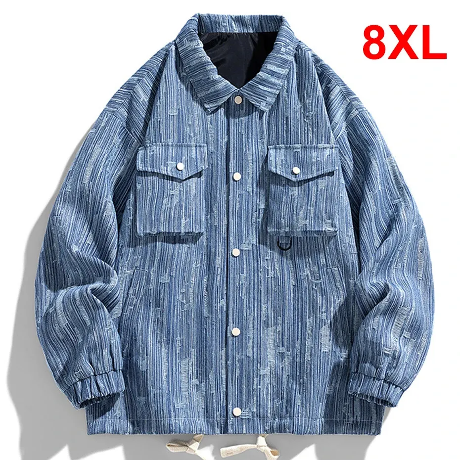 Last denimjacka män vintage jeanrock plus storlek 8xl mode casual manlig stor 240311