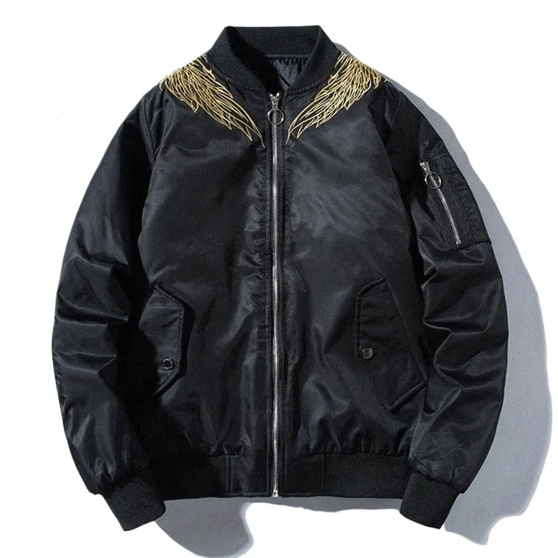 Phoenix Feather Bordado Japão Estilo Homens Flight Bomber Jacket 2023 Novo Gola Aviador Jaqueta de Beisebol Casual J2To #