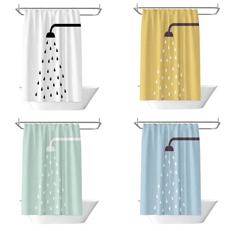 Rideaux Nordique moderne minimaliste Polyester imperméable rideau de douche tissu cloison rideau de douche fournitures de salle de bain pour envoyer 12 crochets