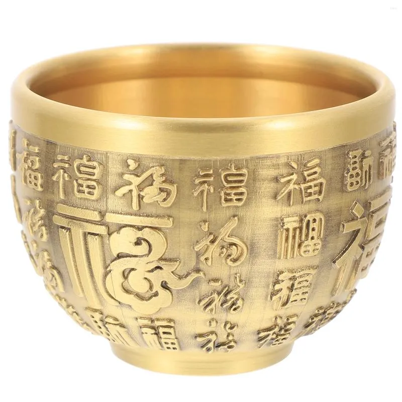 Bowls Gold Brass Treasure Bowl Chinese Fortune Basin Wealth Home Desktop Decor