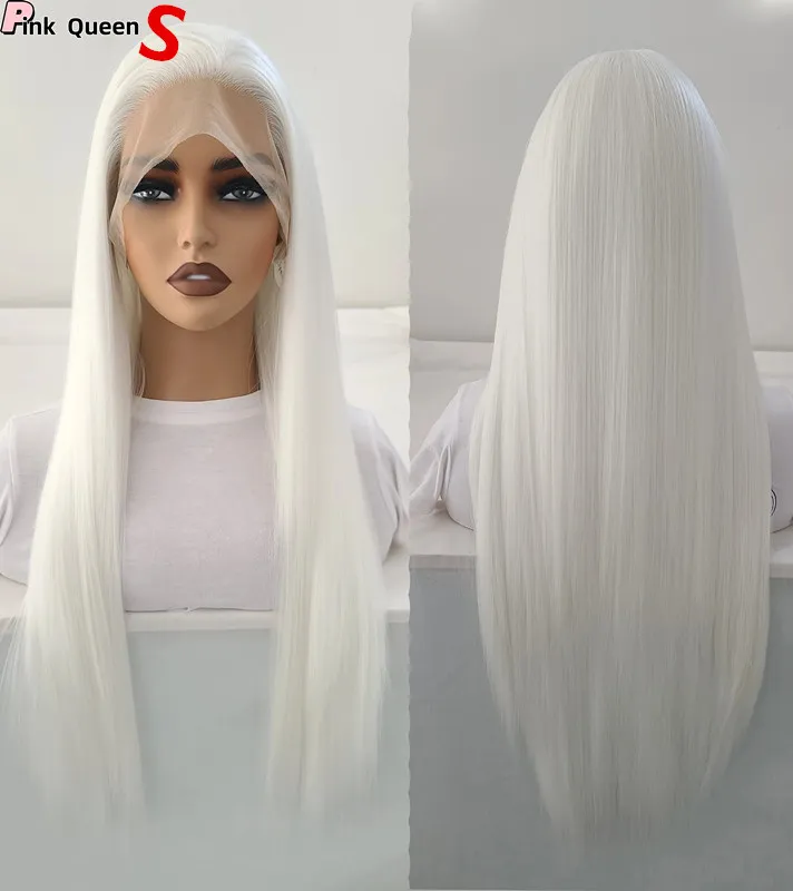 Bombshell Snow White 13x4 Syntetyczne włosy z przodu koronkowa peruka Bezpośrednie ciepło Włókna Włosy Naturalne linia włosów Wolna rozstanie Kobiety Brazylijskie włosy Syntetyczne włosy