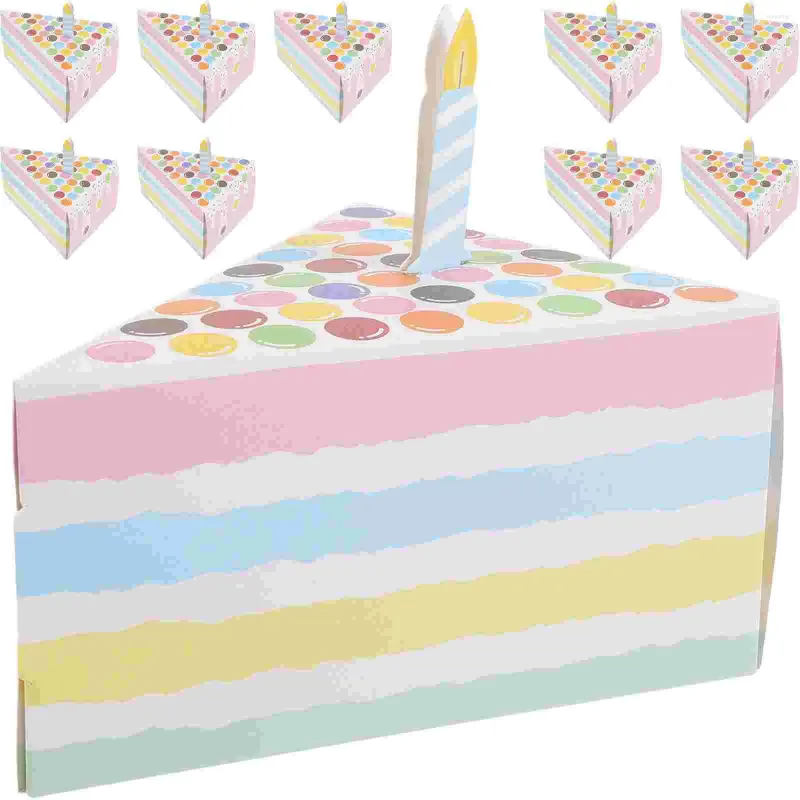 Bouteilles de rangement 10 pièces en forme de gâteau triangulaire, boîte-cadeau créative pour fête d'anniversaire, cadeaux roses, boîtes à friandises à points