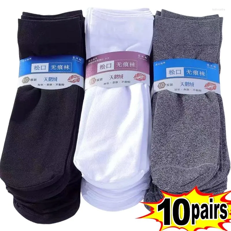 Herrstrumpor 10pairs Sommarmän Ice Silk Spring Ultra-Thin Solid Business Breattable Soft Sock Ankel Bamboo Fiber