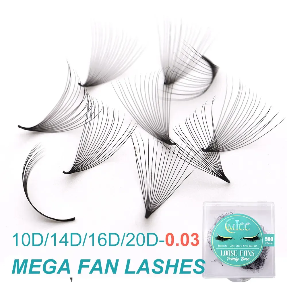 Eyelashes 10D 20D 0.03 Thickness Pointy Base Sharp Slim Narrow Stem Mega Russian Volume Loose Fans Thin Russia Volume Lashes Extensions