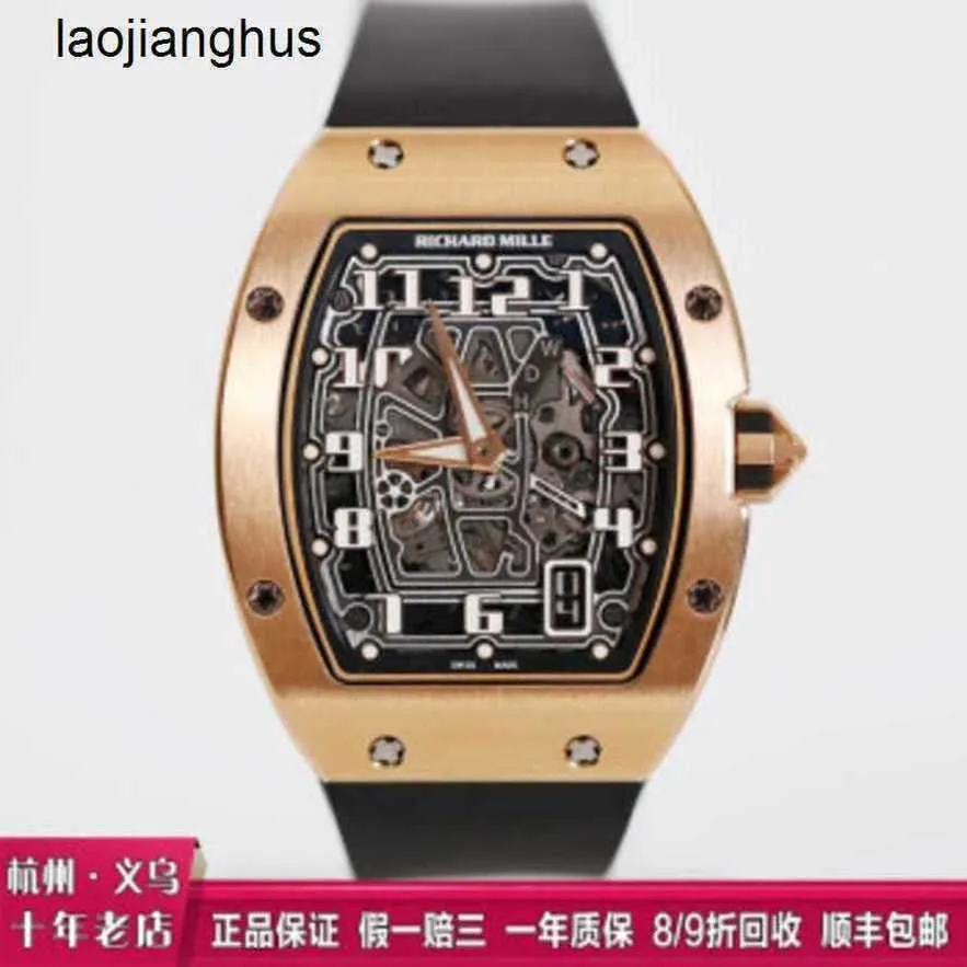 Richardmills Watch Milles Swiss Top Automatic Watches Richardmillsr RM067 Ultra Thin Mens 18k Rose Gold Black Disc Dature Mekanisk berömd Lu Mnzm