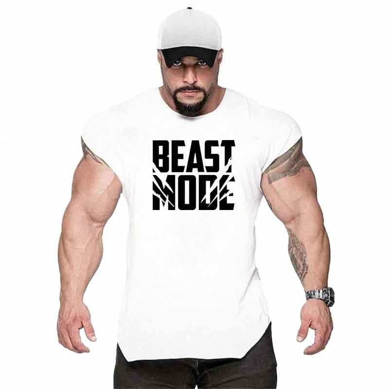Fitn Abbigliamento Bodybuilding Camicia da uomo Top per Fitn Sleevel Felpa da palestra T-shirt Beast Mode Man Uomo Gilet Stringer w0Dk #