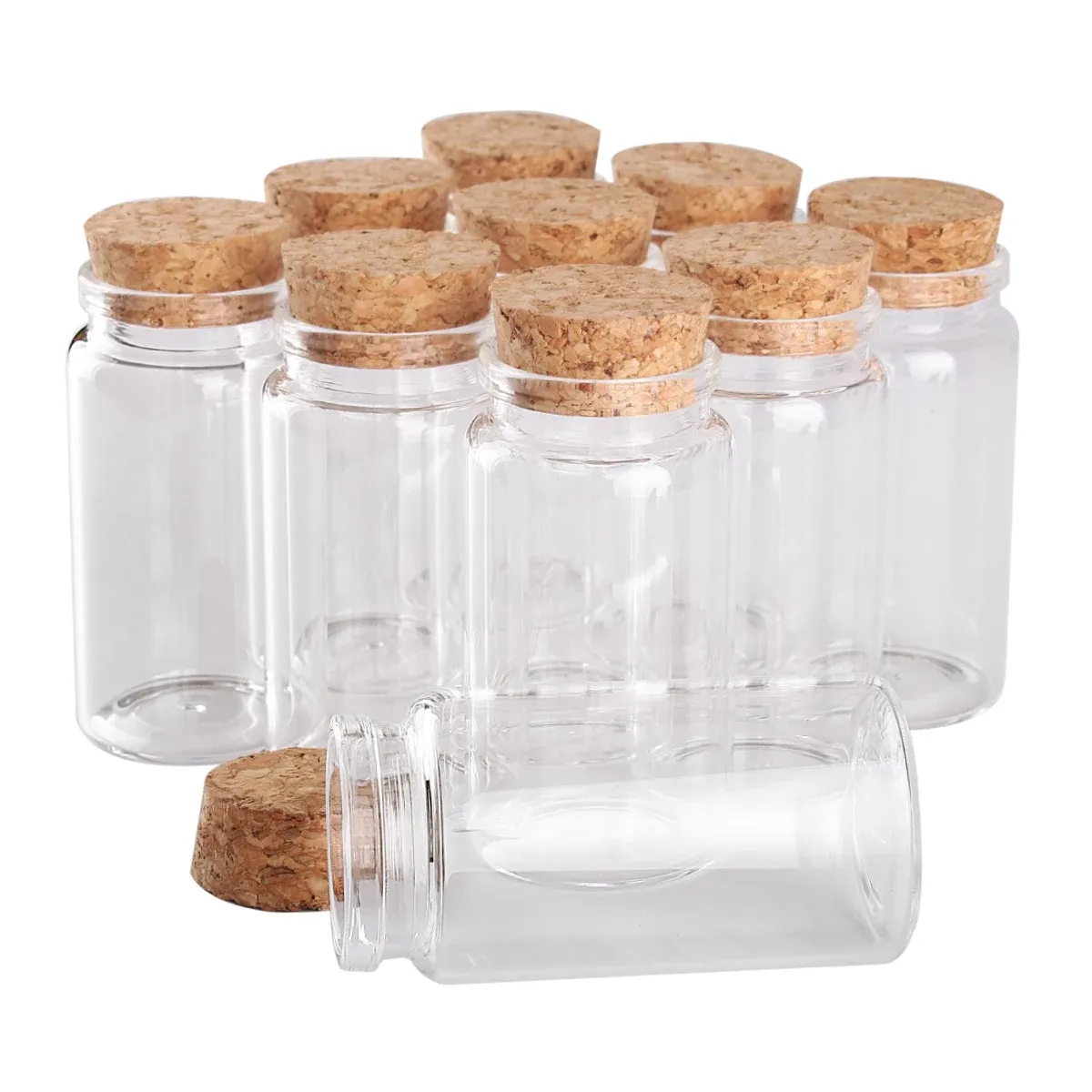 Jars 250 Pieces 50ml Glass Bottles with Cork Stopper 37*70mm 50ml Glass Jars Spice Jars Terrarium for Wedding Favors Craft DIY