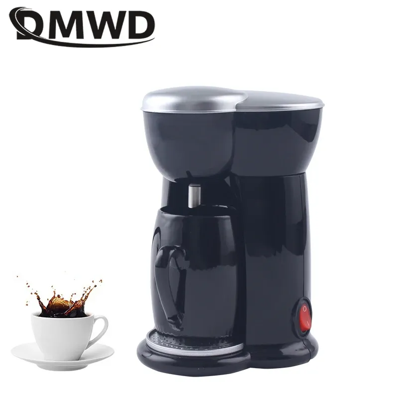 Ferramentas DMWD 140ML Mini máquina de café americana Máquina de café automática por gotejamento Máquina de café de copo único para casa e escritório 110/220V