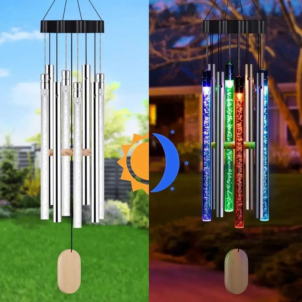 Chimes LED-Solar-Windspiel, automatische Erkennung, Windspiel, Licht, Farbwechsel, IP55, wasserdicht, hängende Solarleuchte für Zuhause, Garten, Dekoration