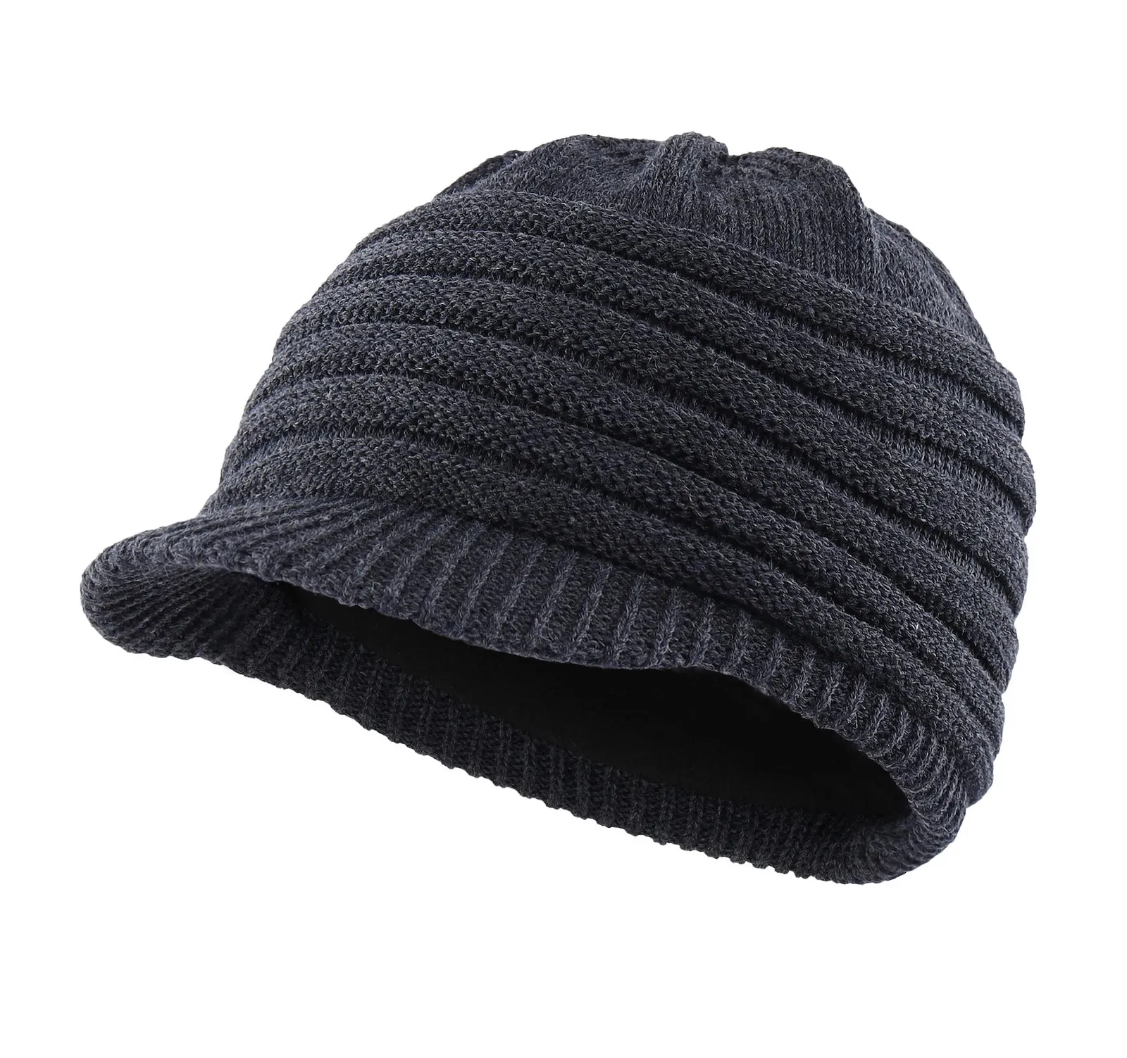 Connectyle – chapeau d'hiver pour hommes, avec visière, doublure polaire douce en acrylique, bonnet tricoté avec câble, sboy, casquette chaude quotidienne, 240309