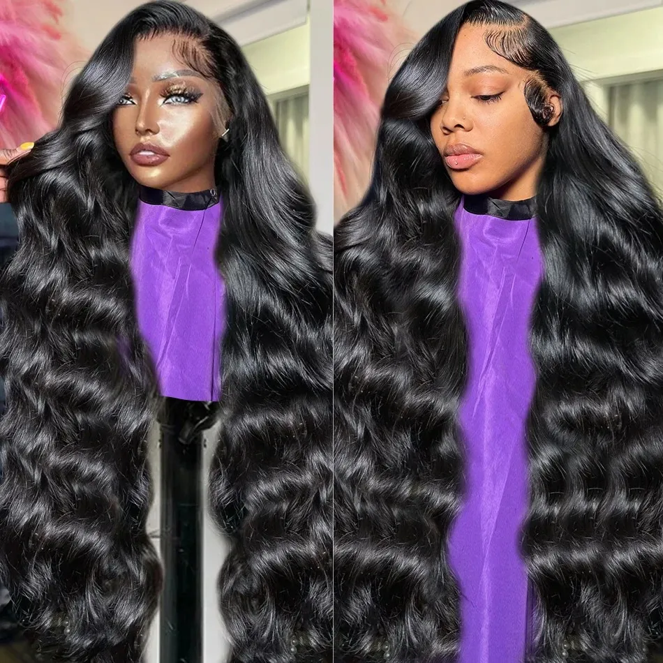 Perruque Lace Frontal Wig naturelle Body Wave 250% HD, 40 pouces, 13x6, 13x4, 5x5, sans colle, prête à l'emploi