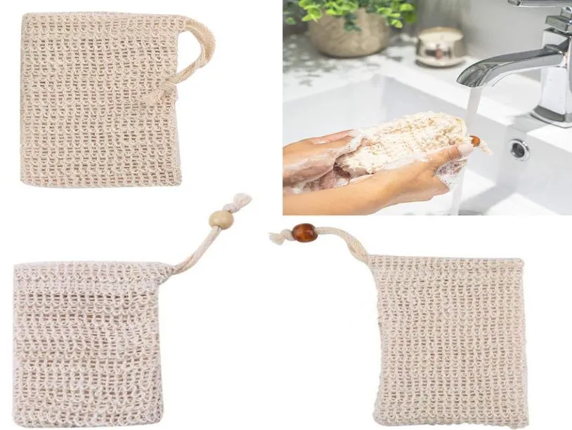 4Style Exfoliating Mesh Bags Pouch For Shower Body Massage Scrubber Natural Organic Ramie Soap Bag Sisal Saver Loofah Moisturizing1927372