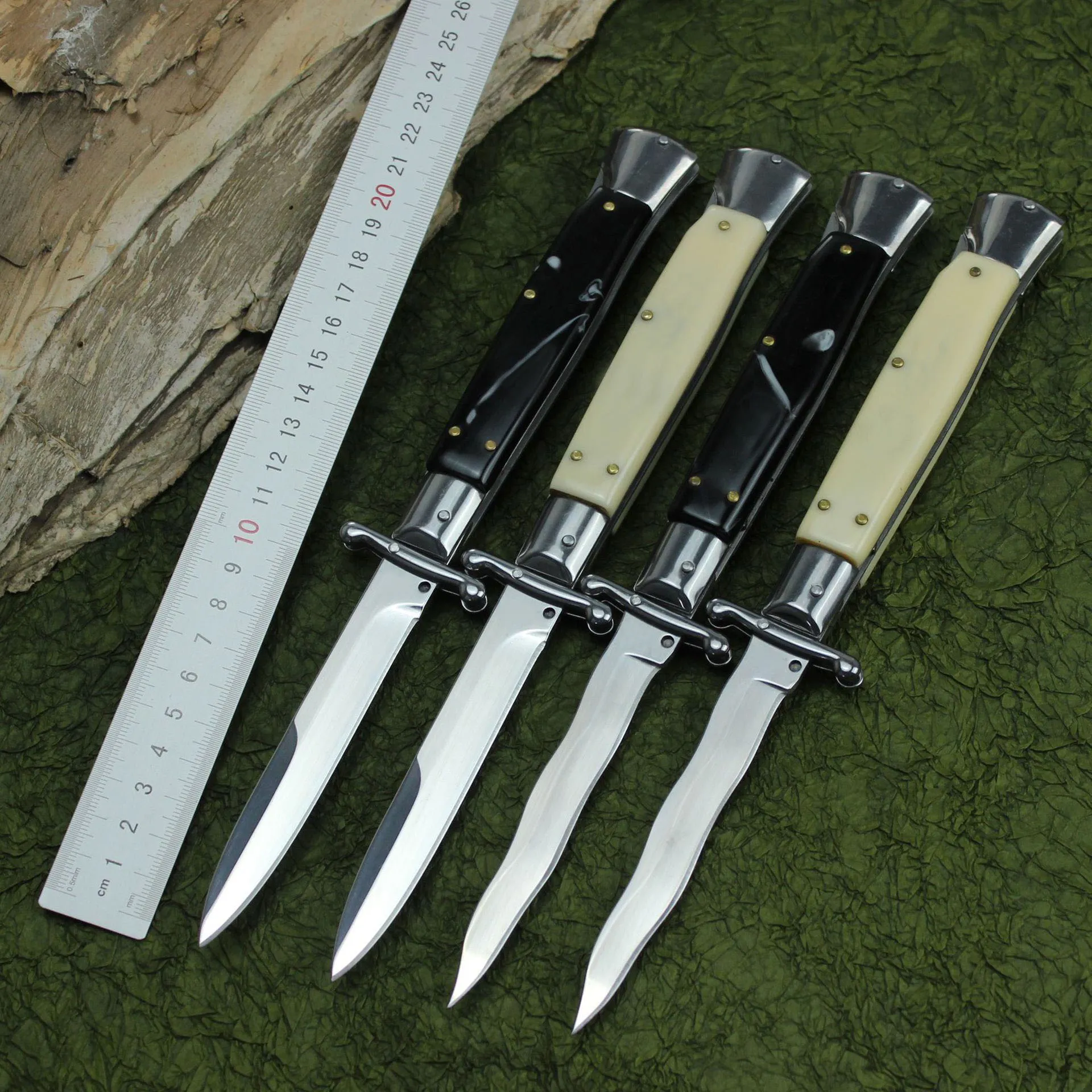 The 10'' Italy Godfather Stiletto Mafia Folding knife Horizontal Auto Pocket knives EDC Tools