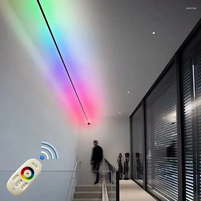 Vägglampa modern RGB färgglad minimalistisk svart vit skyline linjära LED -stångremsor sconce ljus för levande bakgrundsdekor